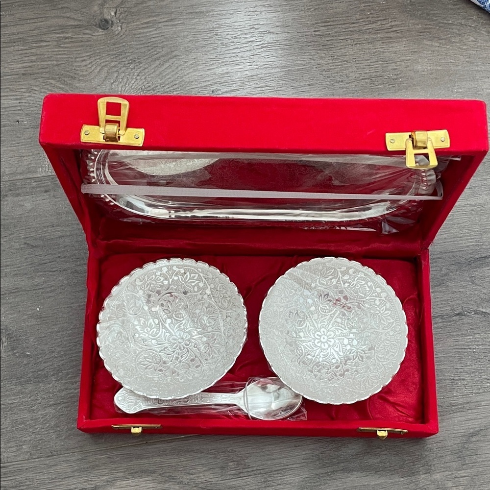 Elegant German silver bowl and tray Set in Red gift Box